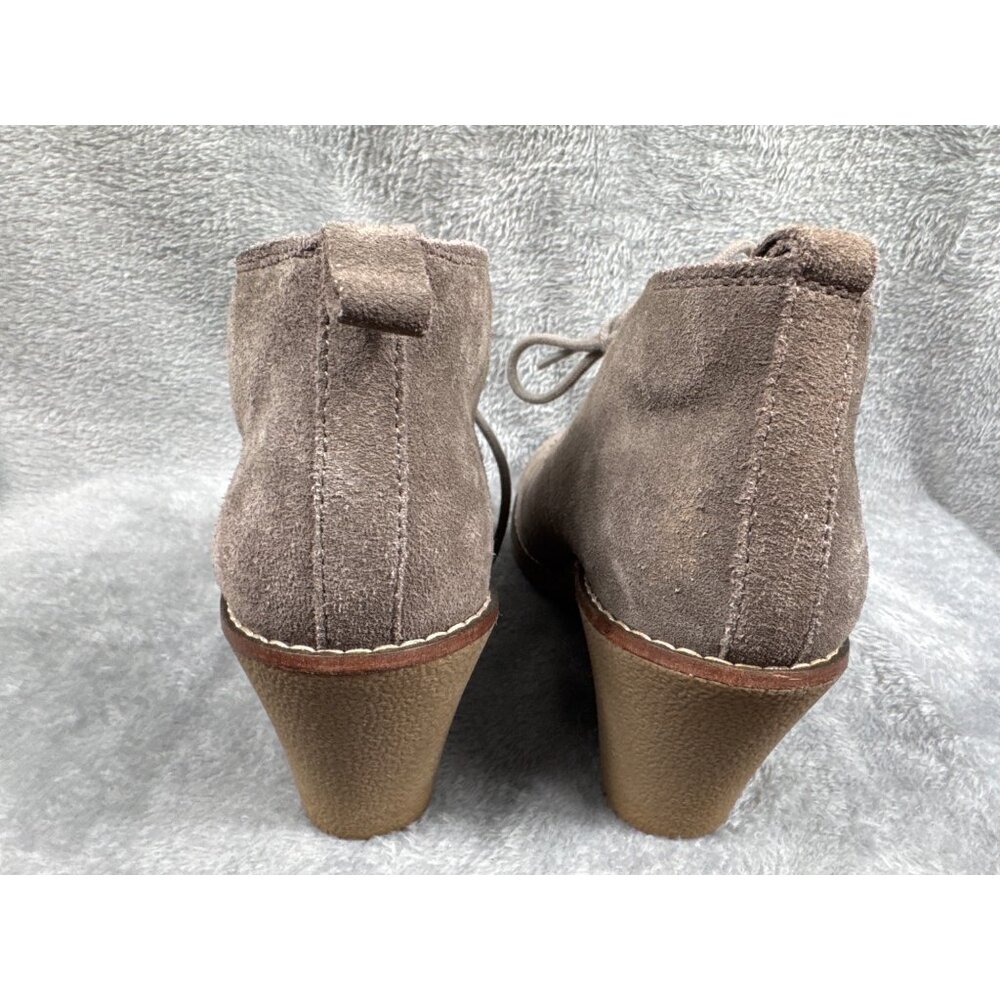 White Mountain Womens 9.5 Gray Suede Lace-Up Wedge Ankle Booties - Picture 4 of 7